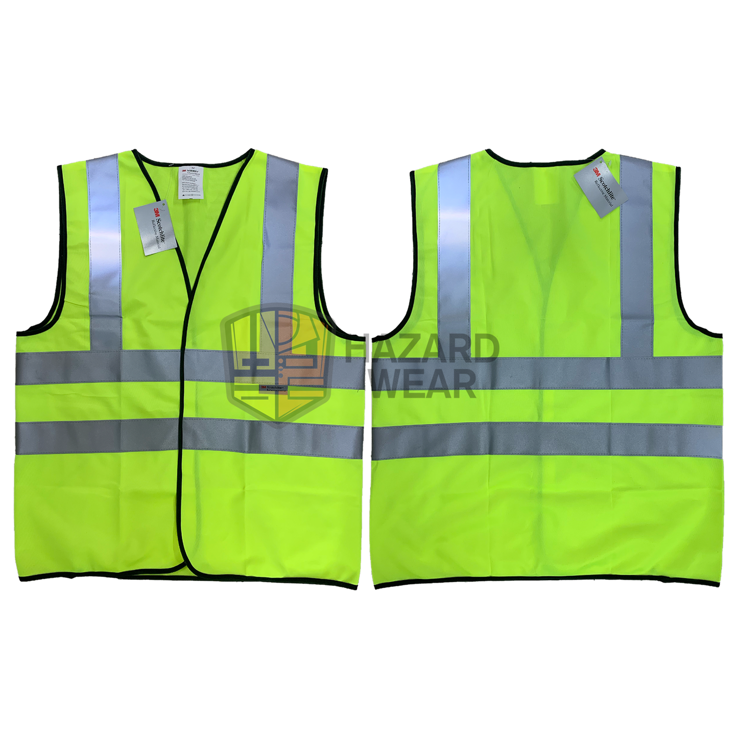 HVSA10 3M Safety Vest with 3m Reflective stripes Back H pattern no pockets velcro closure Designed for construction workers, road workers, security guards, warehouse staff, emergency responders, cyclists, and more. Customization available