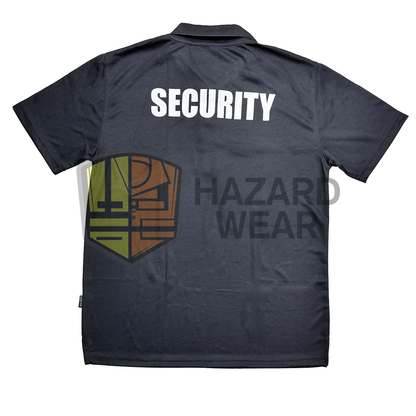 Black dri fit security tee with collar for general use