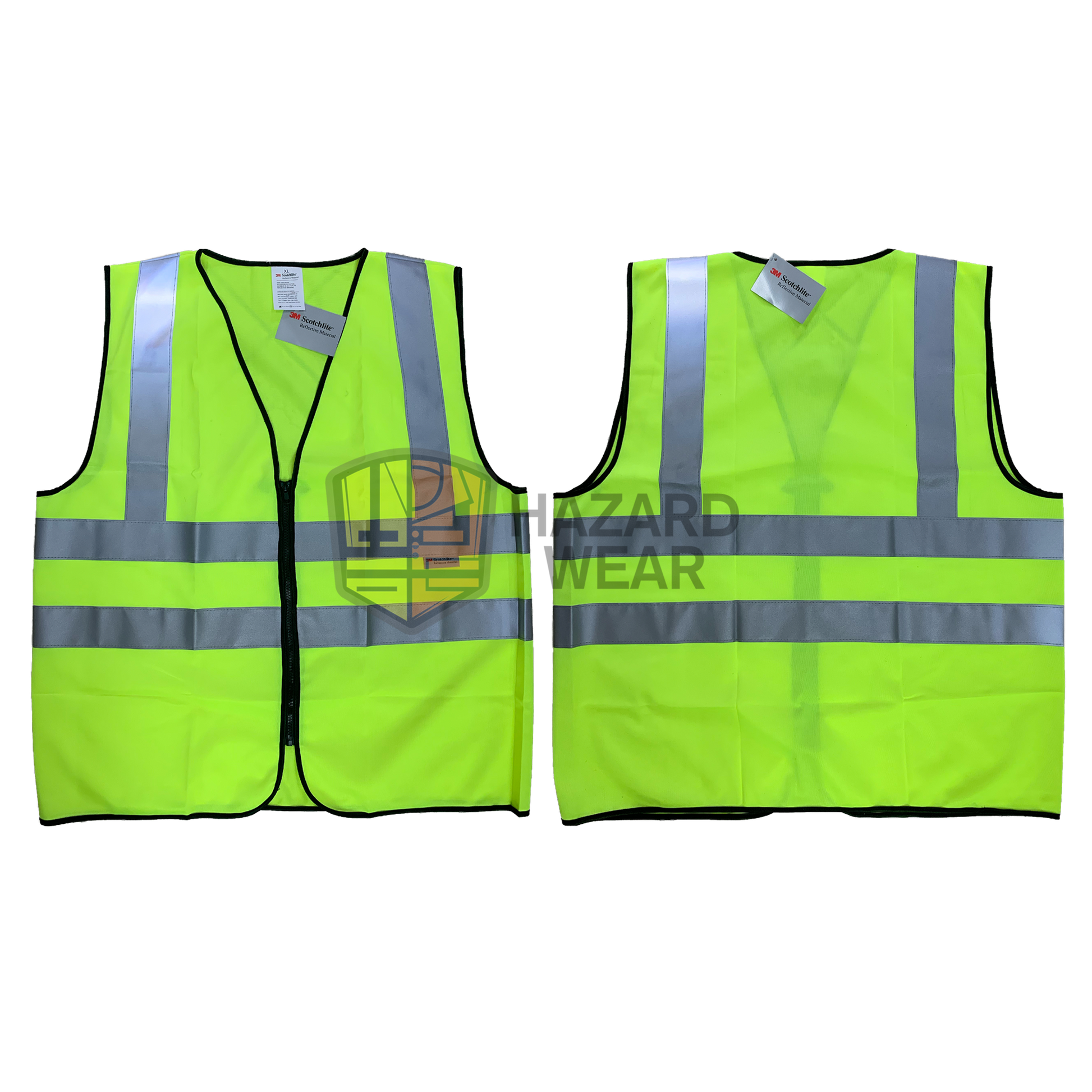 HVSA09 3M Green Safety Vest with back H pattern no pockets and zip closure Designed for construction workers, road workers, security guards, warehouse staff, emergency responders, cyclists, and more. Customization available