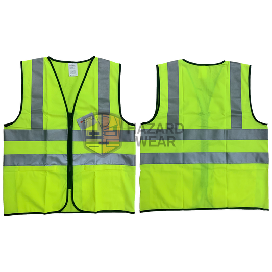 HVSA11 3M Green Safety Vest with 3M Reflective Stripes back H with 2 pockets Designed for construction workers, road workers, security guards, warehouse staff, emergency responders, cyclists, and more. Customization available
