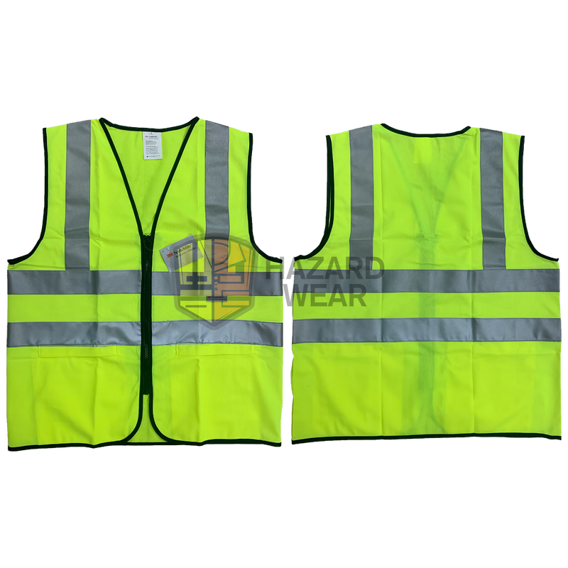 HVSA11 3M Green Safety Vest with 3M Reflective Stripes back H with 2 pockets Designed for construction workers, road workers, security guards, warehouse staff, emergency responders, cyclists, and more. Customization available